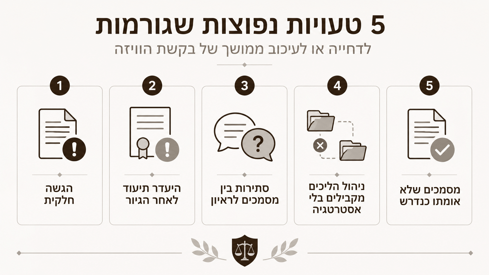 טעויות נפוצות שמובילות לסירוב או לעיכוב ממושך