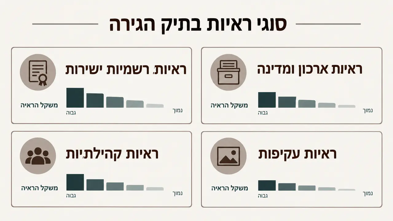 טבלת השוואה: סוגי ראיות ומשקלן בתיק עלייה